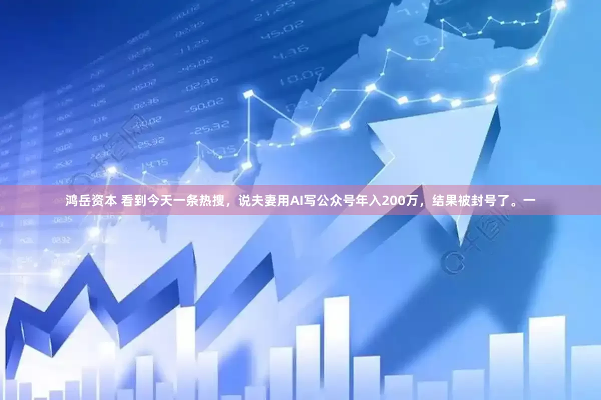 鸿岳资本 看到今天一条热搜，说夫妻用AI写公众号年入200万，结果被封号了。一